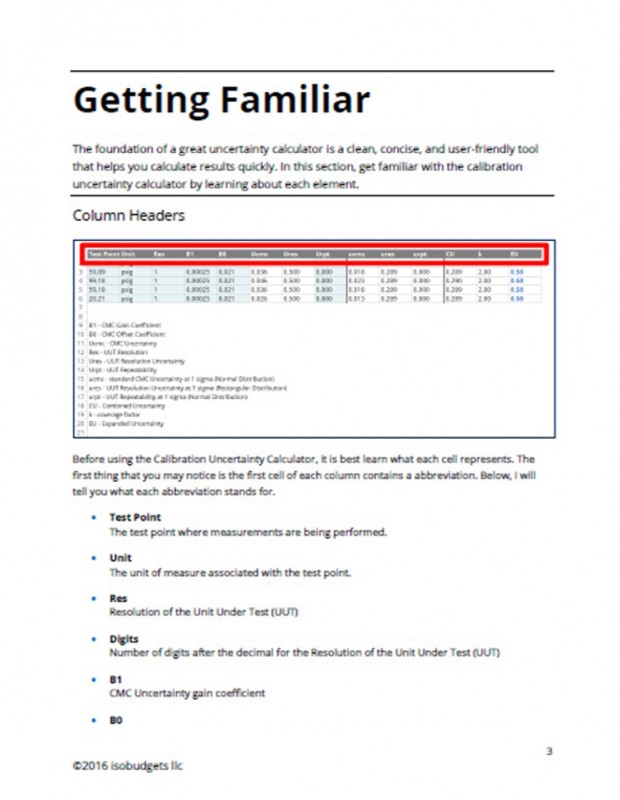 Calibration Uncertainty Calculator isobudgets
