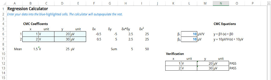 cmc uncertainty equation calculator regression 2pt