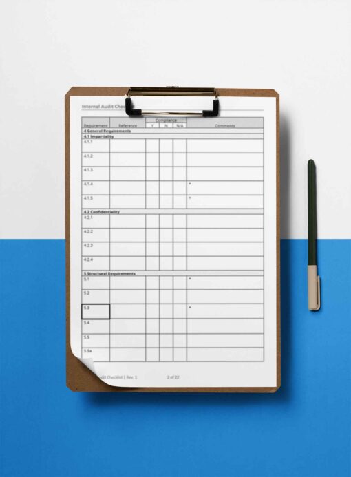 ISO 17025 Internal Audit Checklist Page 2