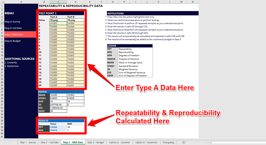 Repeatability and Reproducibility Calculator