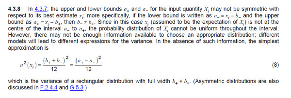 type b uncertainty asymmetrical limits