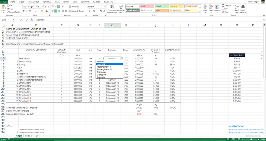 Measurement Uncertainty Budget Calculator