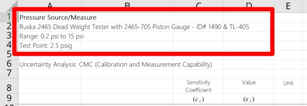 Uncertainty Analysis Ruska dead weight tester pressure