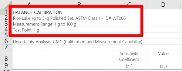 Uncertainty Analysis Scale Balance Class 1 Weight Set