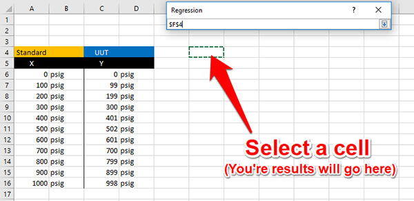 calculate linearity uncertainty select output cell