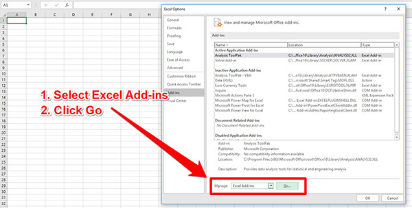 install data analysis toolpak for excel step 4