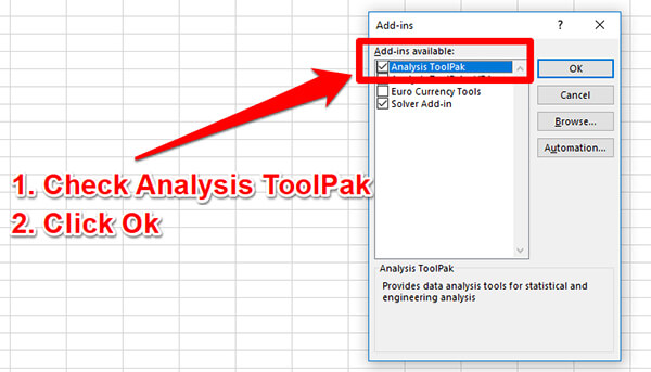 install data analysis toolpak for excel step 5