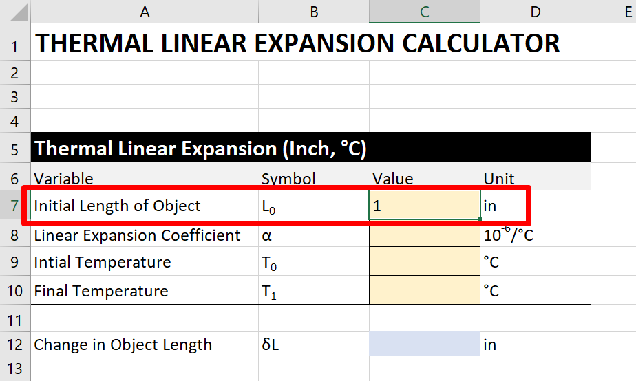 thermal-expansion-calculator-step 1: original length