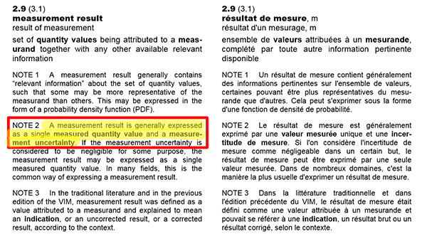 measurement result definition per VIM 2012