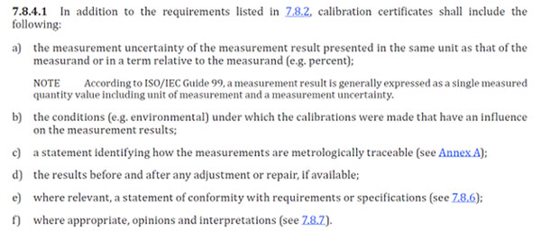 iso 17025 section 7.8.4.1e