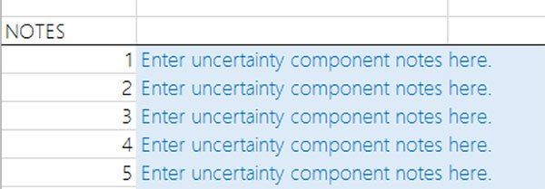 Add Notes to Uncertainty Budget