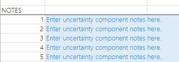 Add Notes to Uncertainty Budget