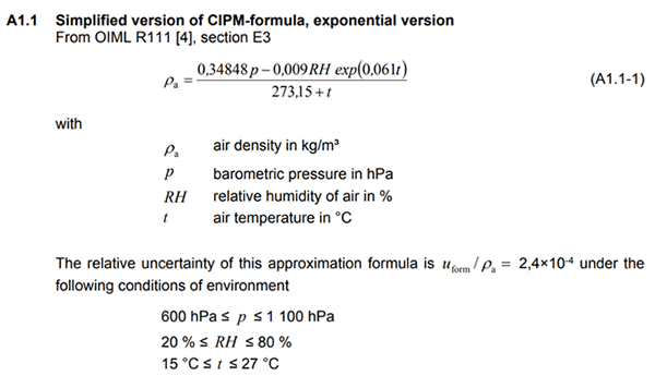 CIPM air density formula