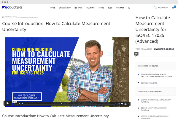Measurement Uncertainty Training Screenshot