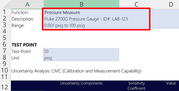 Description of a Measurement Function for Evaluating Uncertainty in an Uncertainty Budget