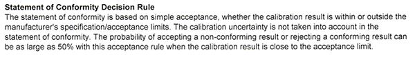 Decision Rules for ISO 17025 Example in Vaisala Calibration Certificate