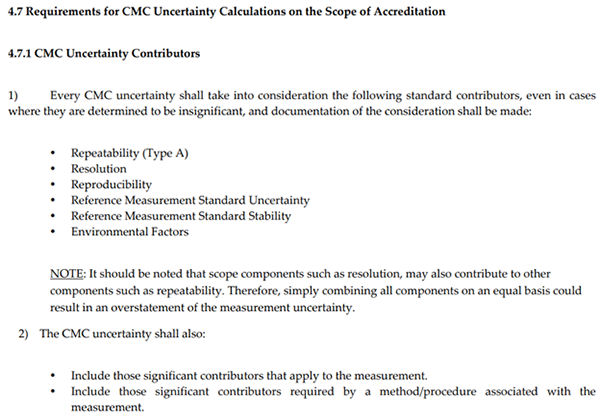 A2LA R205 CMC Sources of Uncertainty requirements 2022