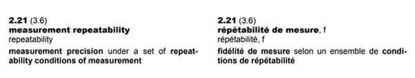 Repeatability definition from the VIM