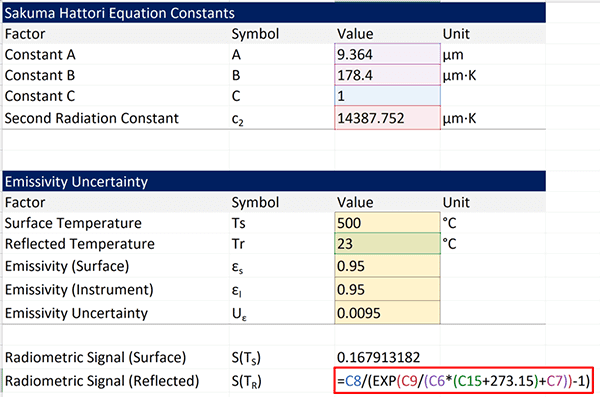 Calculate radiometric signal for reflected temperature