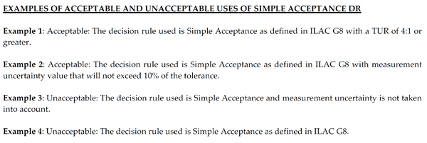 A2LA G136 Simple Acceptance Decision Rule Examples