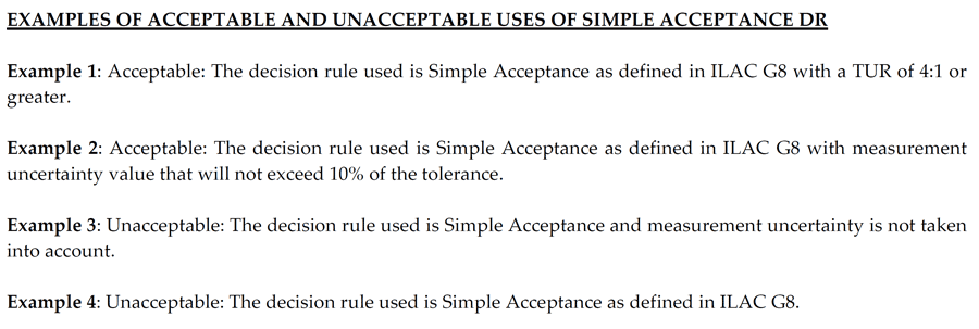 A2LA G136 Simple Acceptance Decision Rule Examples