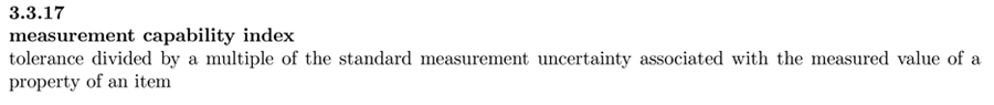 Measurement capability index definition