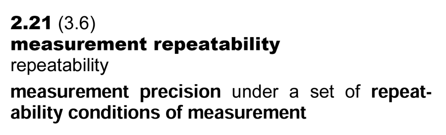 measurement repeatability definition from the VIM