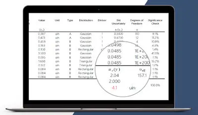 Measurement uncertainty calculator for Excel on a computer