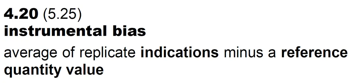 VIM (JCGM 200) definition of instrumental bias