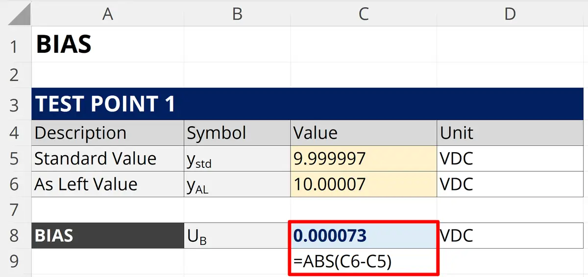 Microsoft Excel Bias Calculator