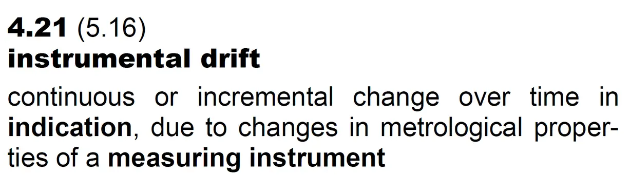 VIM (JCGM 200) definition of instrumental drift