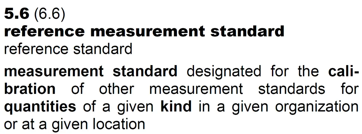VIM (JCGM 200) definition of Reference Measurement Standard