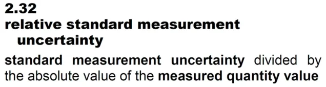 Relative Standard Measurement Uncertainty Definition - JCGM 200:2012