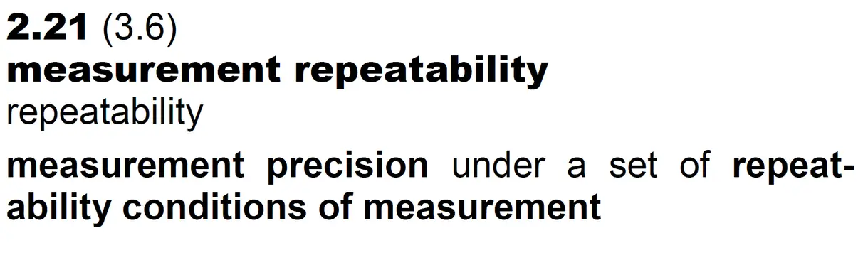VIM (JCGM 200) definition of Measurement Repeatability