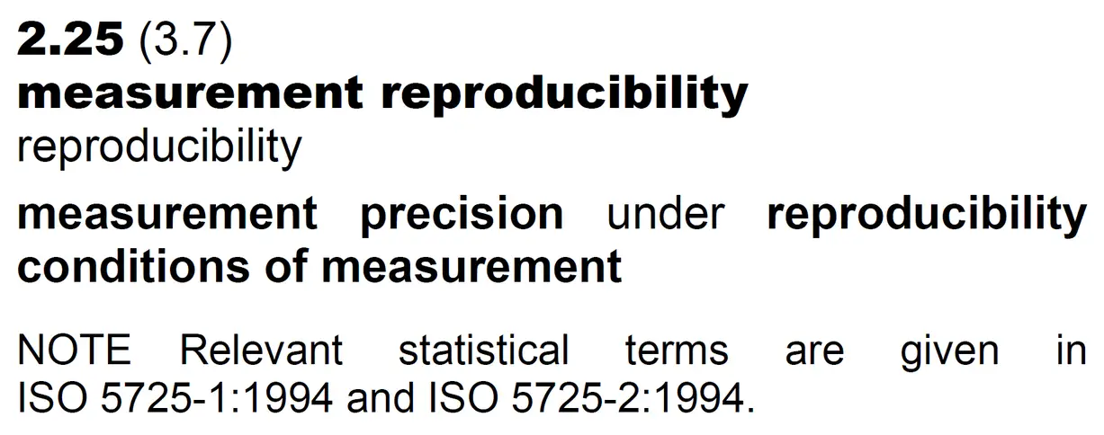 VIM (JCGM 200) definition of Measurement Reproducibility