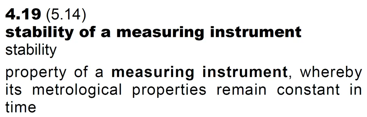 VIM (JCGM 200) definition of Stability of Measuring Instrument