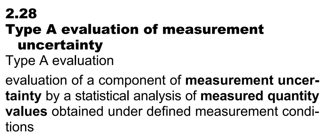 VIM (JCGM 200) definition of Type A Uncertainty