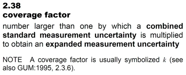 Coverage factor definition from JCGM 200:2012 section 2.38
