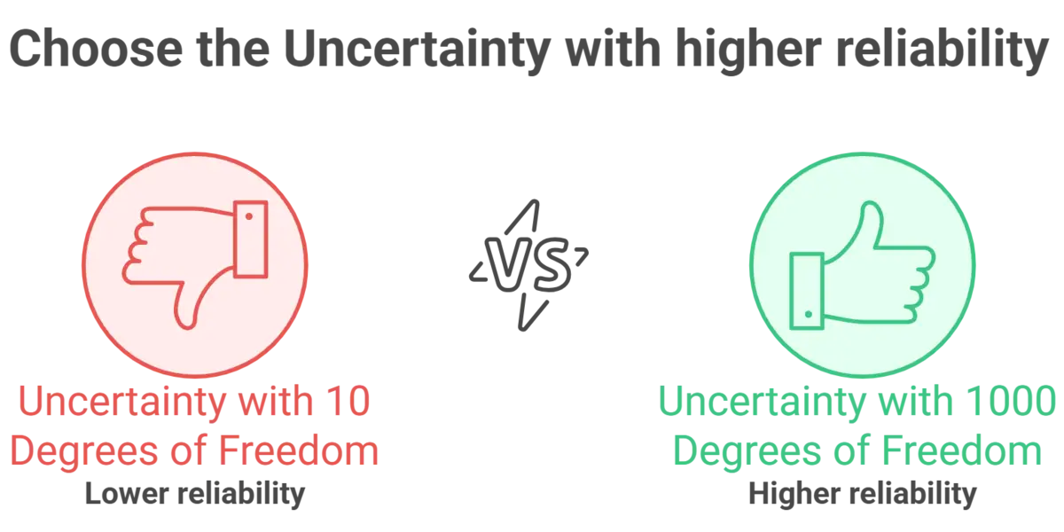 Uncertainty vs Effective Degrees of Freedom Comparison